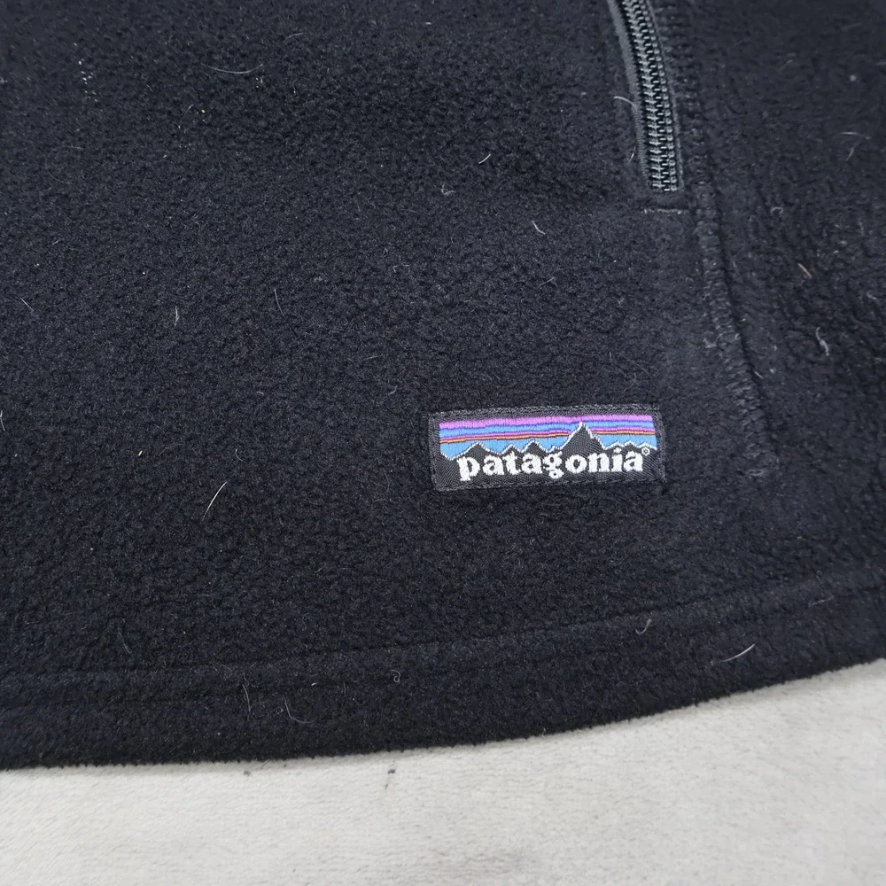 Patagonia Synchilla Vest Women Small Black Fleece  Full Zip Collectible LOGO VTG